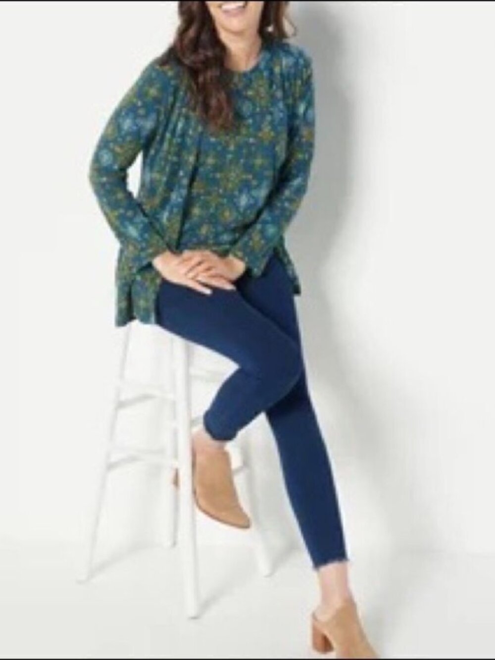 Denim & Co. Printed Heavenly Jersey Tunic Cardigan with Tank Set